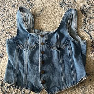 Denim Button-Up Corset Top